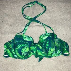 Tropical green push up bathing suit top